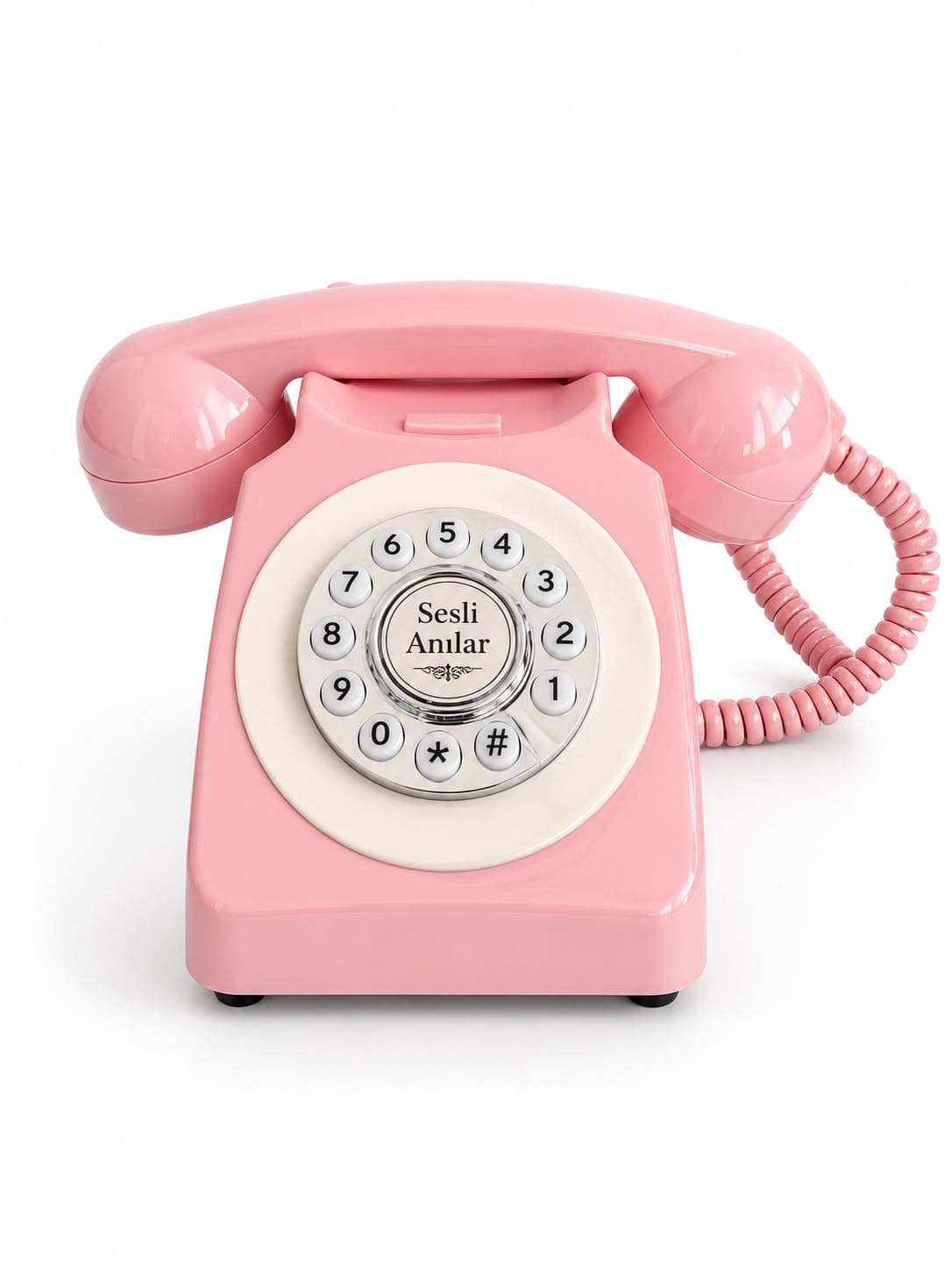 Pudra pembe klasik retro Sesli Anılar telefonu